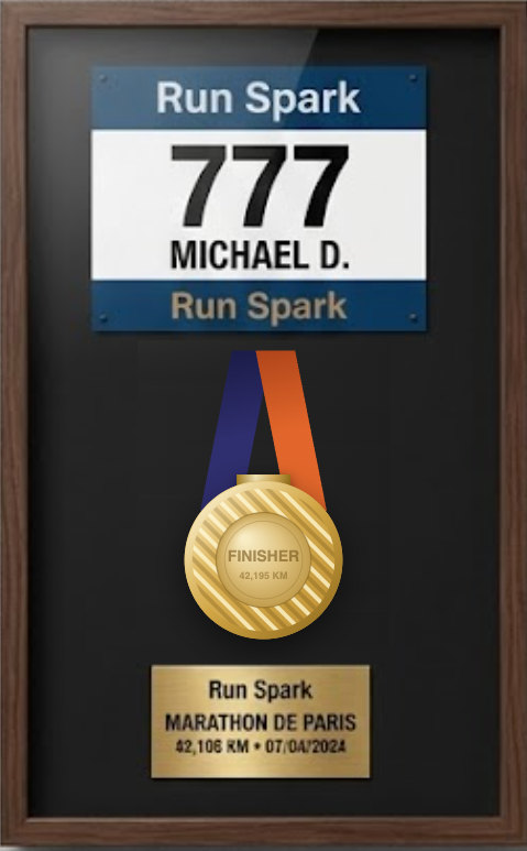 Aperçu du cadre finisher Bois Classique avec plaque gravée